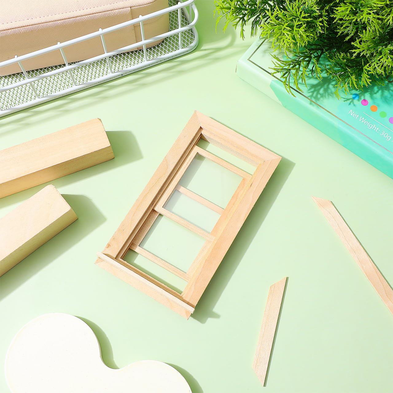 Toyvian 12-Scale Wooden Dollhouse Window Frame – DIY Mini Window for 1:12 Homes