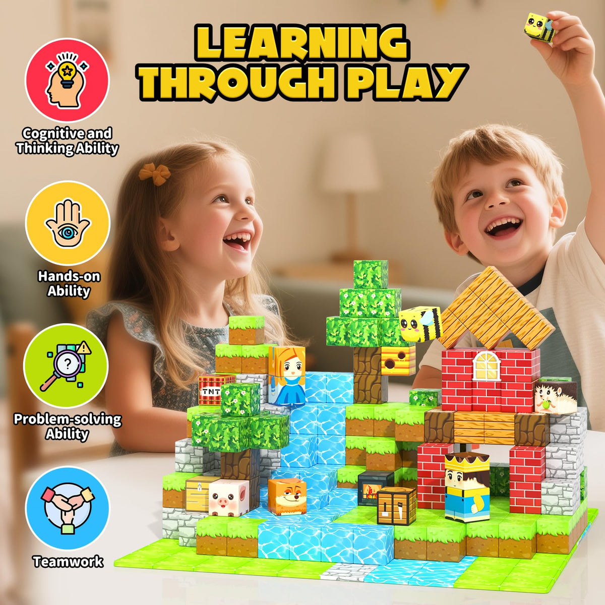Toyvimo Magnetic Blocks 100PCS – STEM Compatible Building Toys for Kids 3+
