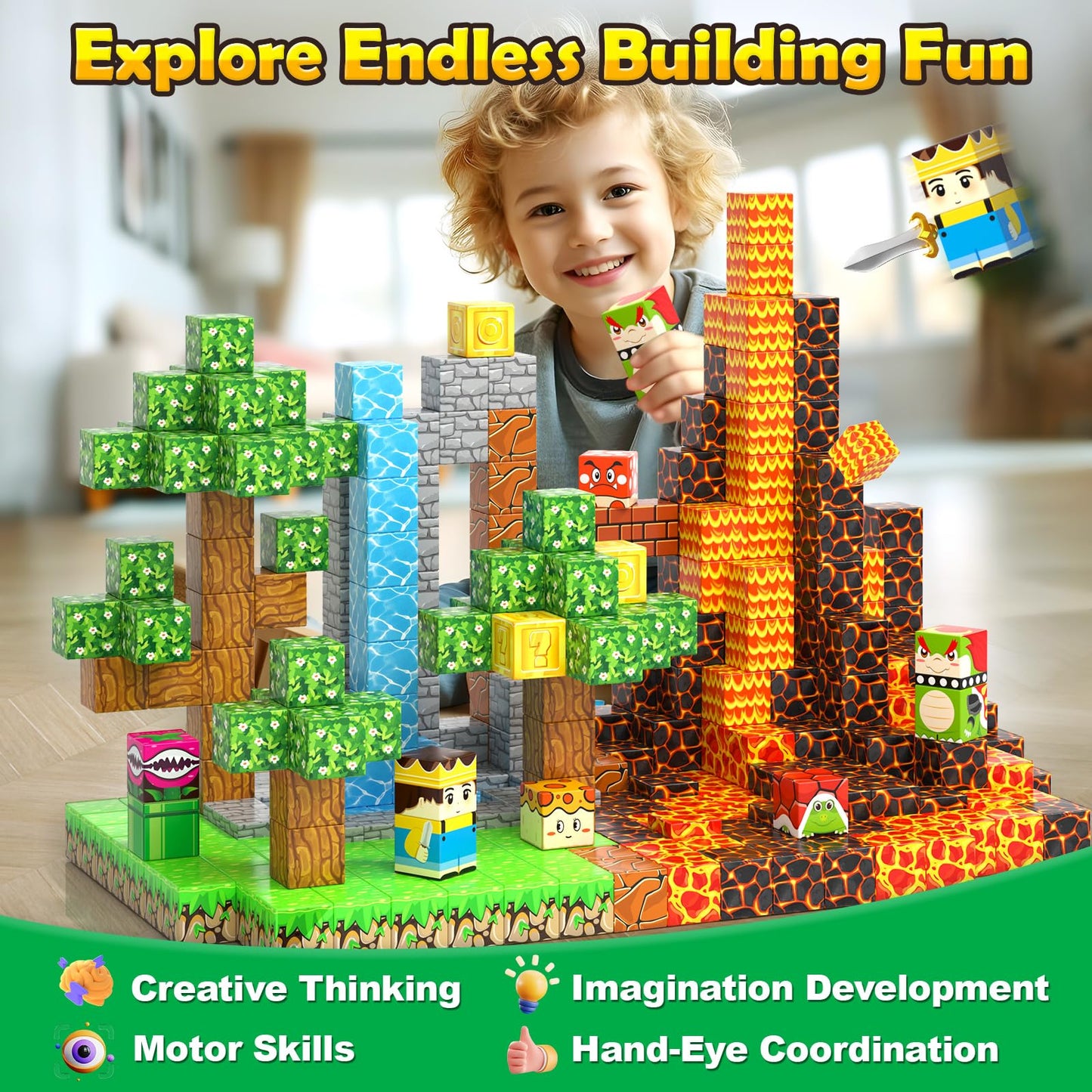 Toyvimo 100PCS Magnetic Blocks — Creative STEM Building Toys for Ages 3-12
