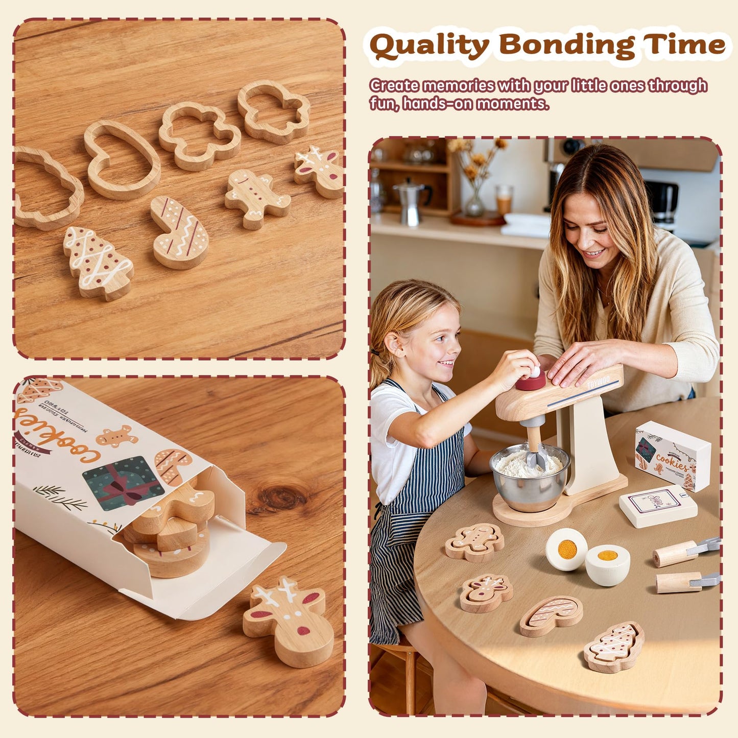 Toywoo Wooden Toy Mixer – Kids Pretend Play Kitchen Set