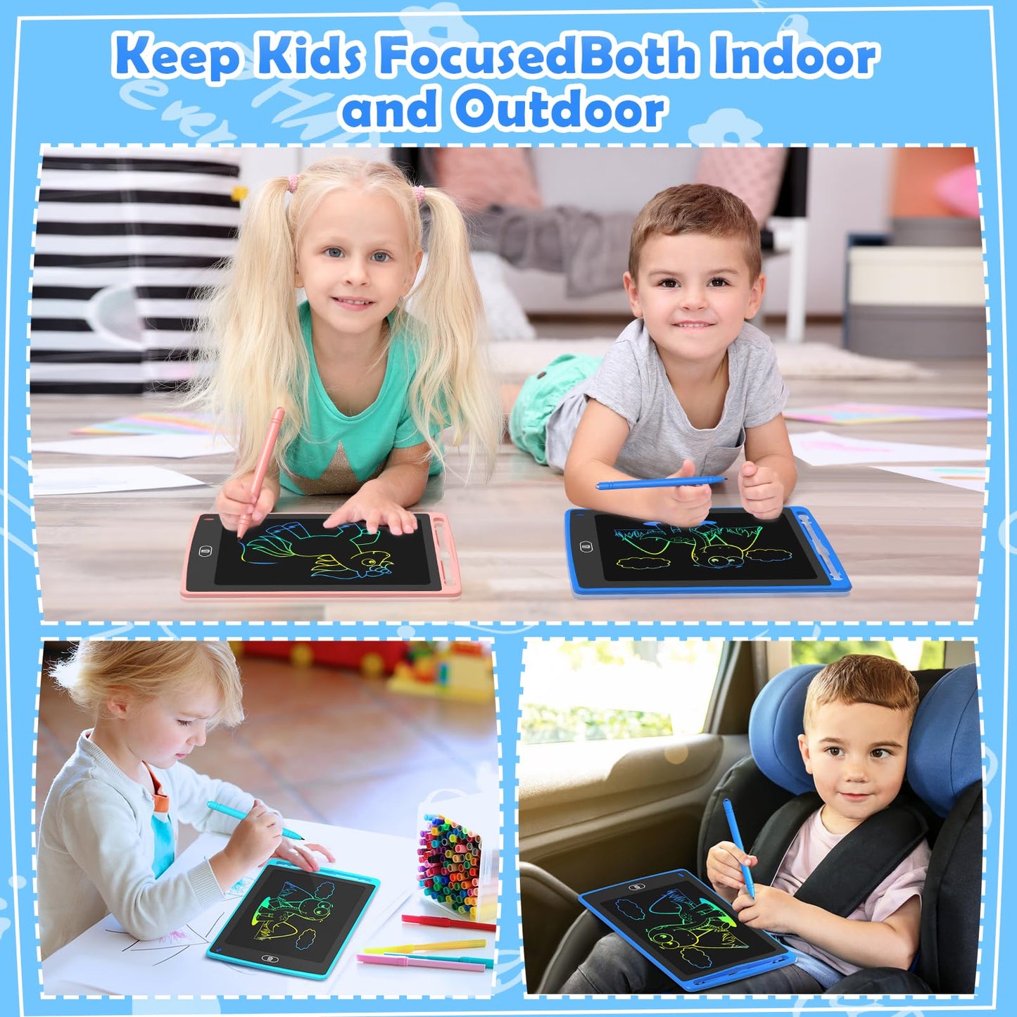 TQU 8 Pack LCD Writing Tablet for Kids – 8.5 Inch Colorful Doodle Board for Ages 3 4 5 6 7 8