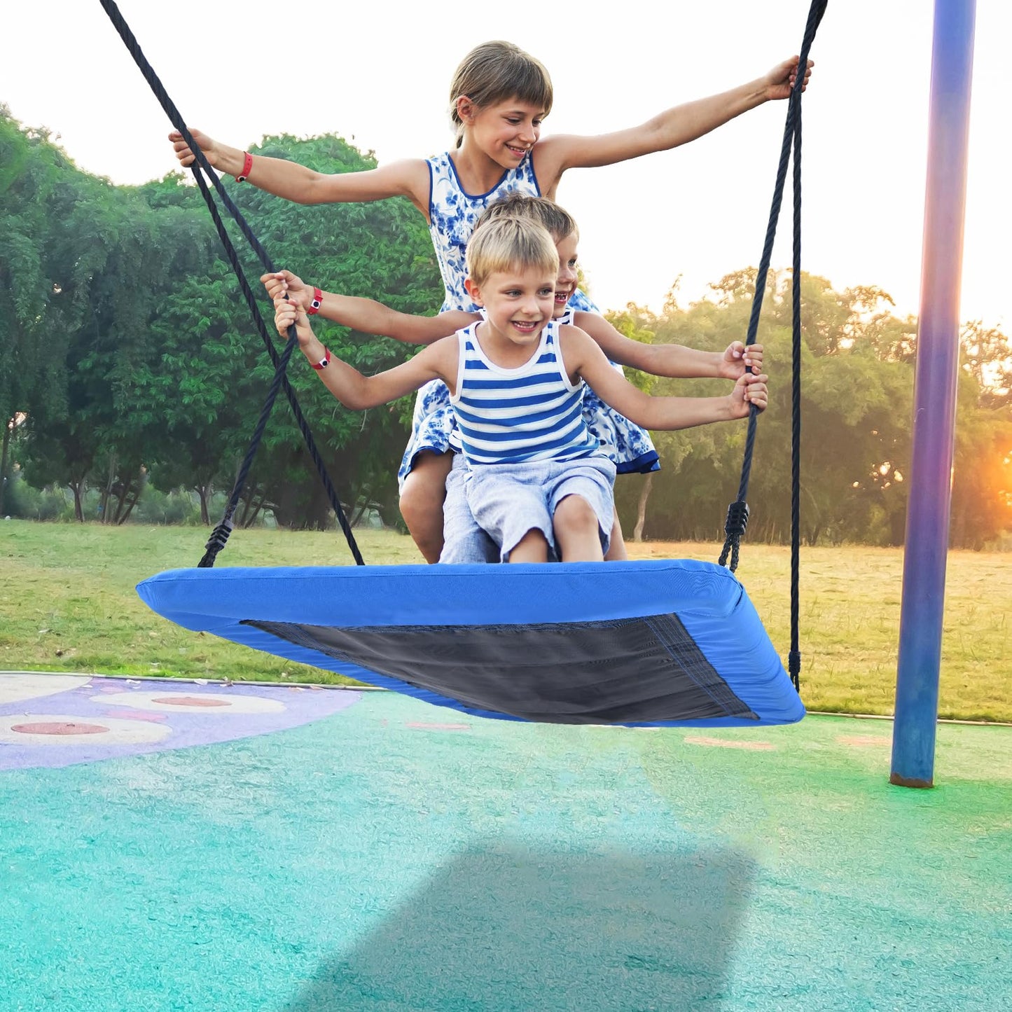 Trekassy 60-Inch Rectangle Tree Swing - 700 lb Capacity, Waterproof Platform, Installation Kit (Blue)