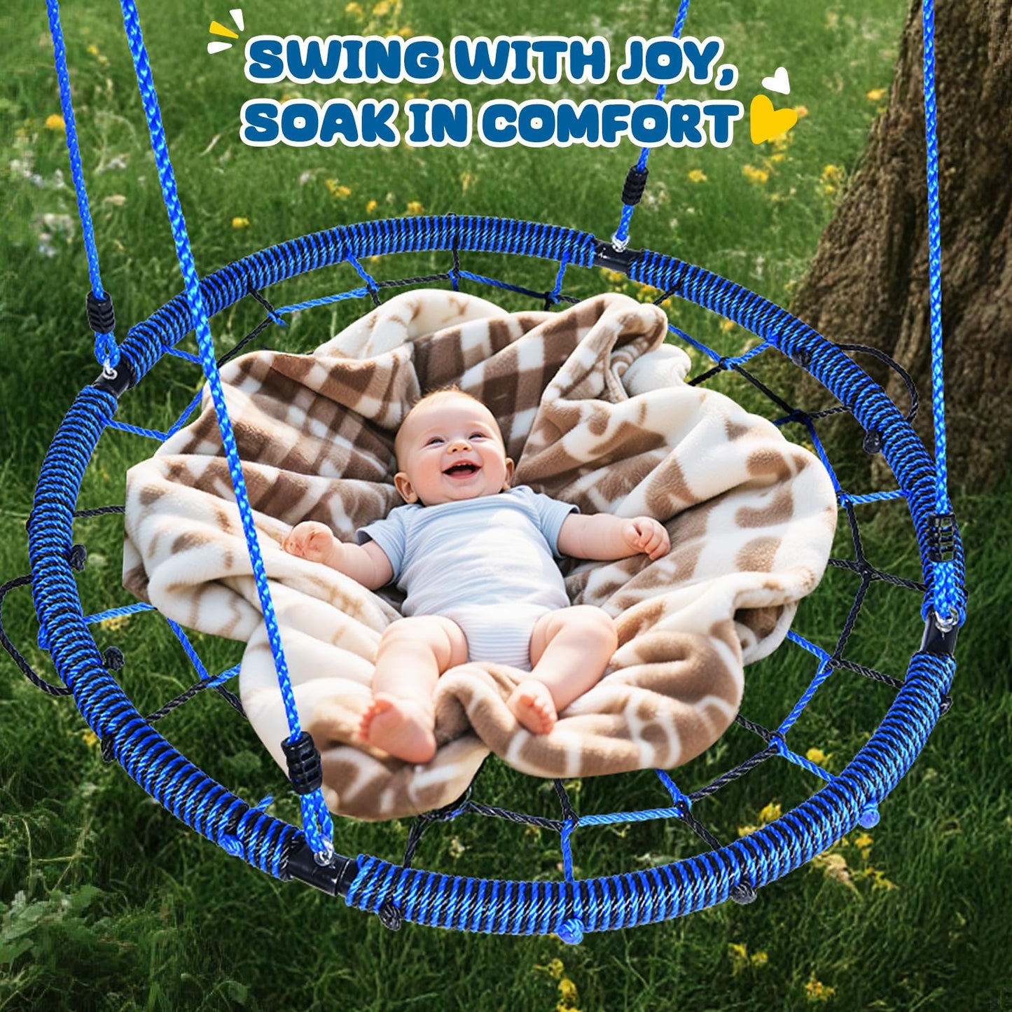 Trekassy 750lbs Spider Web Saucer Tree Swing – 40-inch Outdoor Net Swing with Steel Frame & Straps