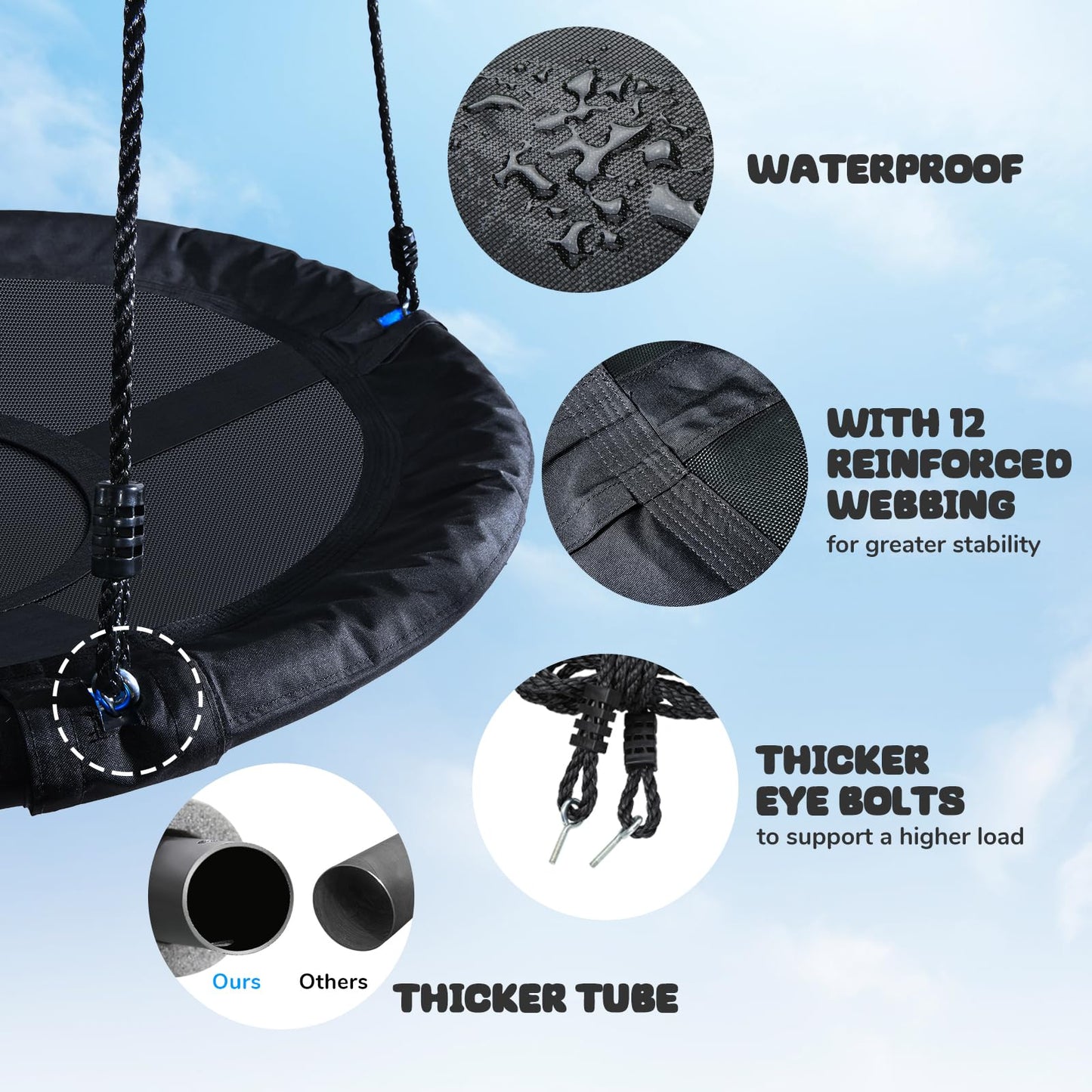 Trekassy 700lb 40-Inch Saucer Tree Swing – 900D Seat, Straps & Steel Frame