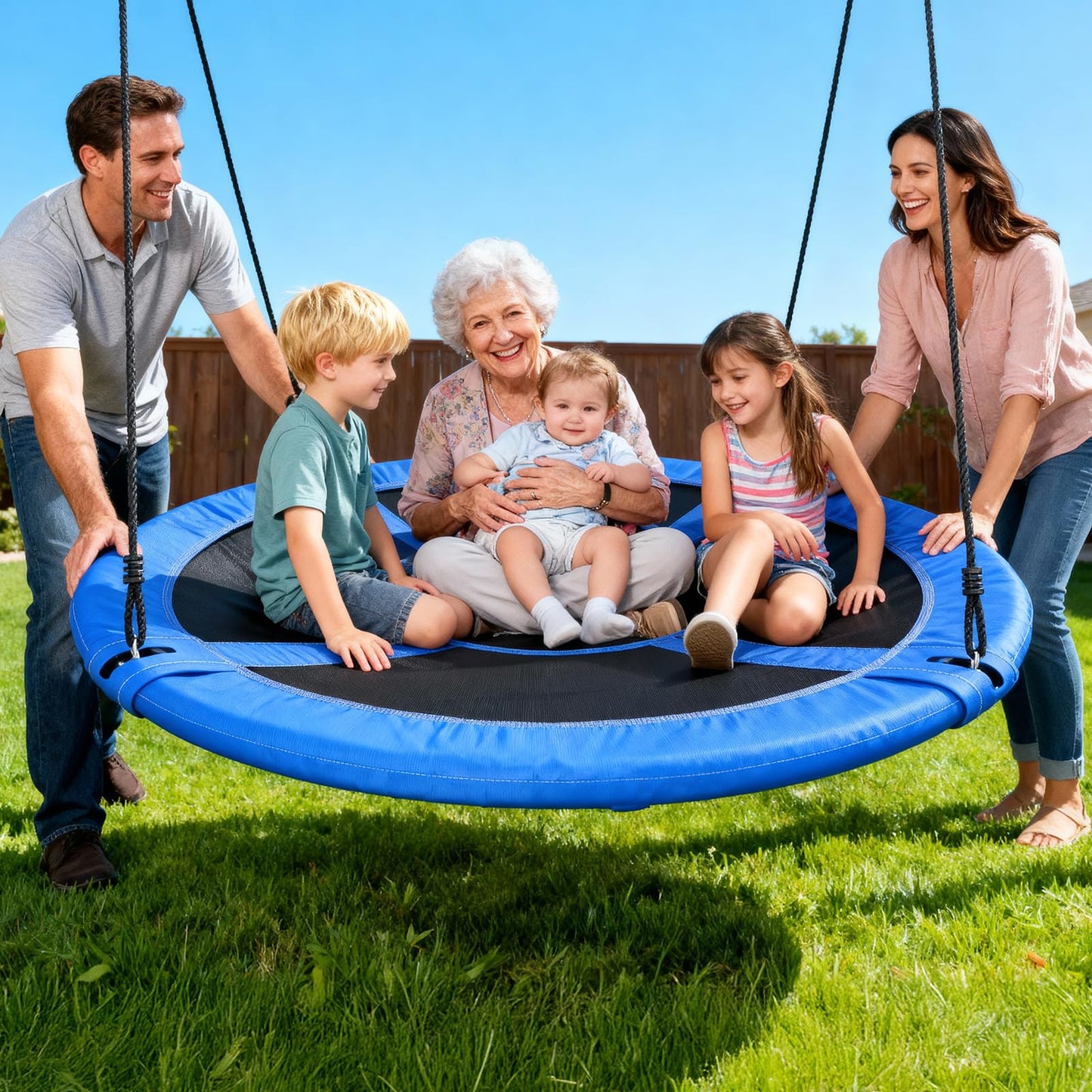 Trekassy 60-inch Large Saucer Tree Swing for Kids & Adults – 700 lb Capacity, 900D Oxford Waterproof, 2 Straps