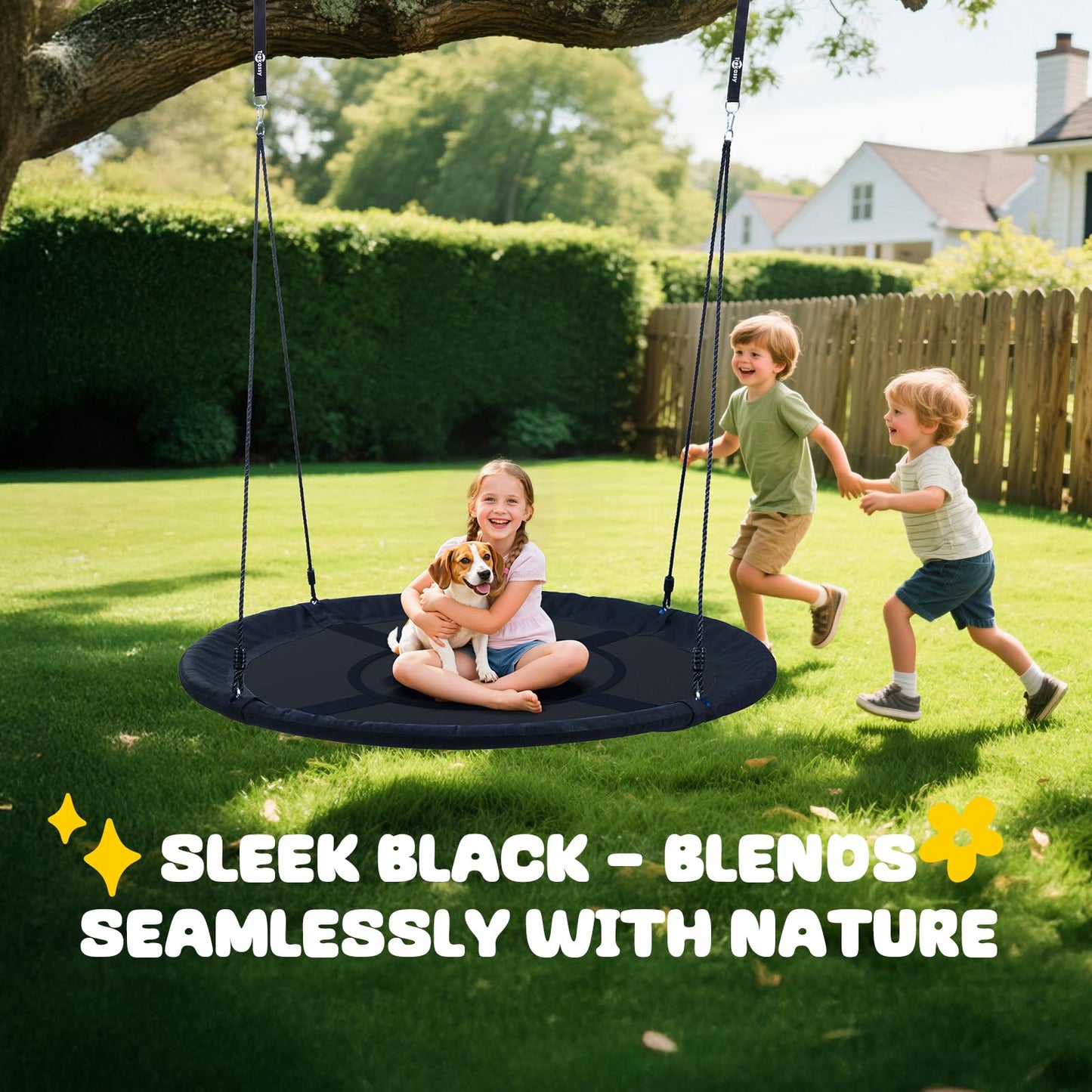 Trekassy 60-inch Large Saucer Swing for Kids and Adults – 900D Oxford Waterproof with 2 Straps