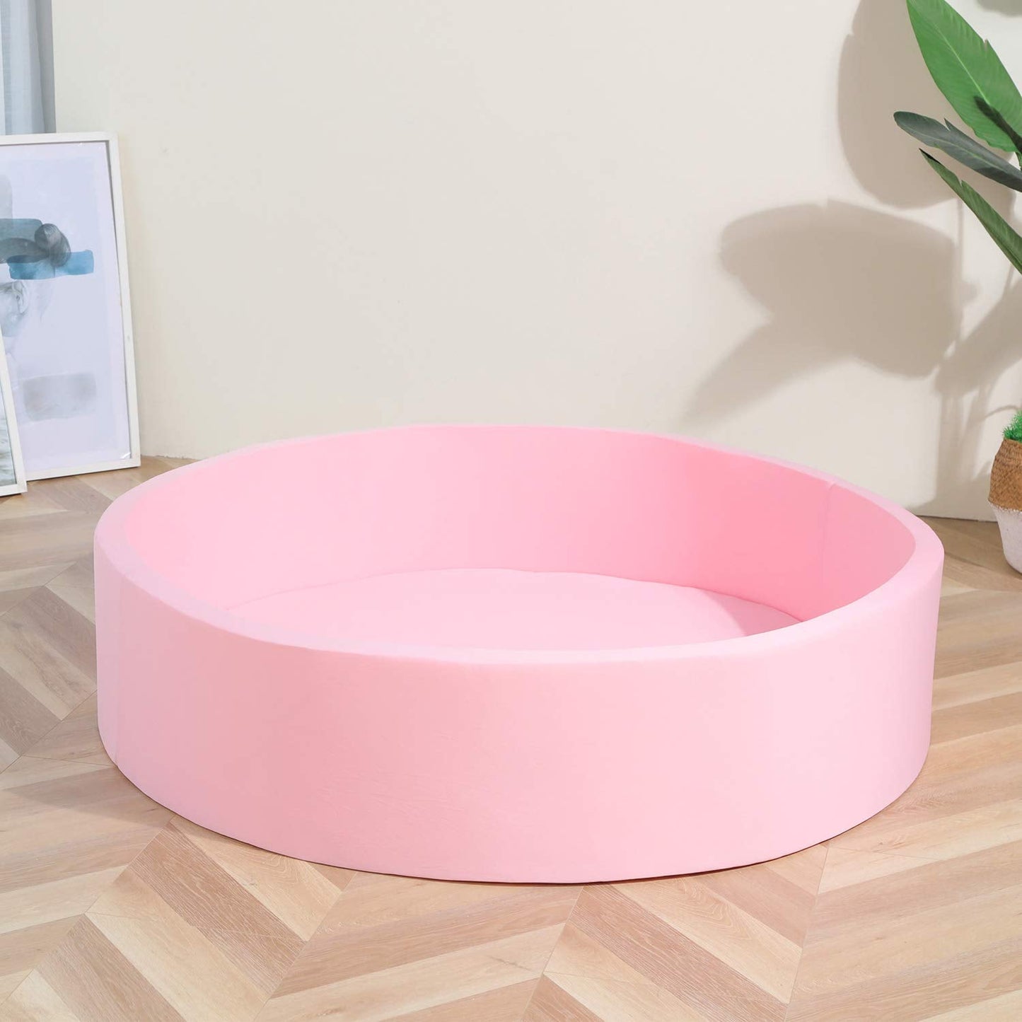TRENDBOX Extra Large Soft Foam Ball Pit 51.2 x 11.8 in – Light Pink (NO Balls)