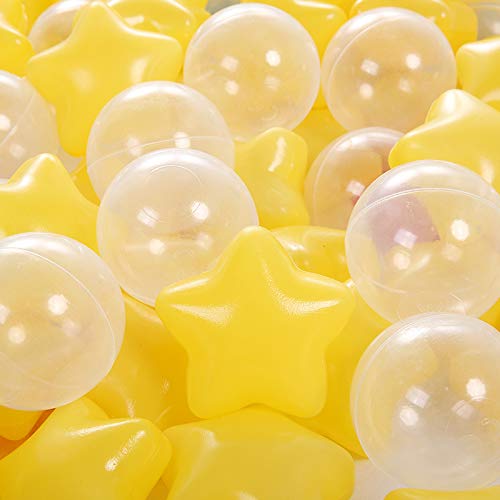 TRENDPLAY Star Ball Pit Balls for Toddlers – 200 Non-Toxic Yellow Clear