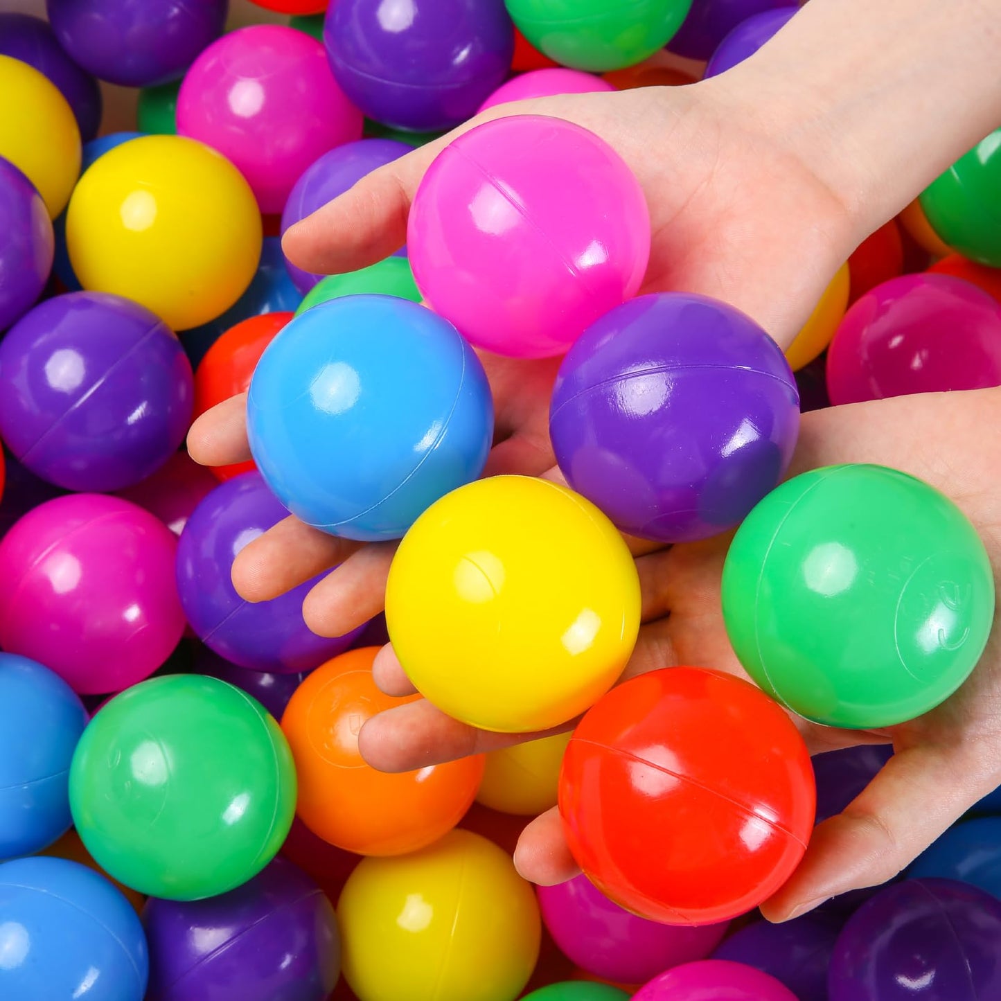 TRENDPLAY Rainbow Ball Pit Balls – 500-Pack, 2.2-inch Hollow Plastic Balls for Toddlers