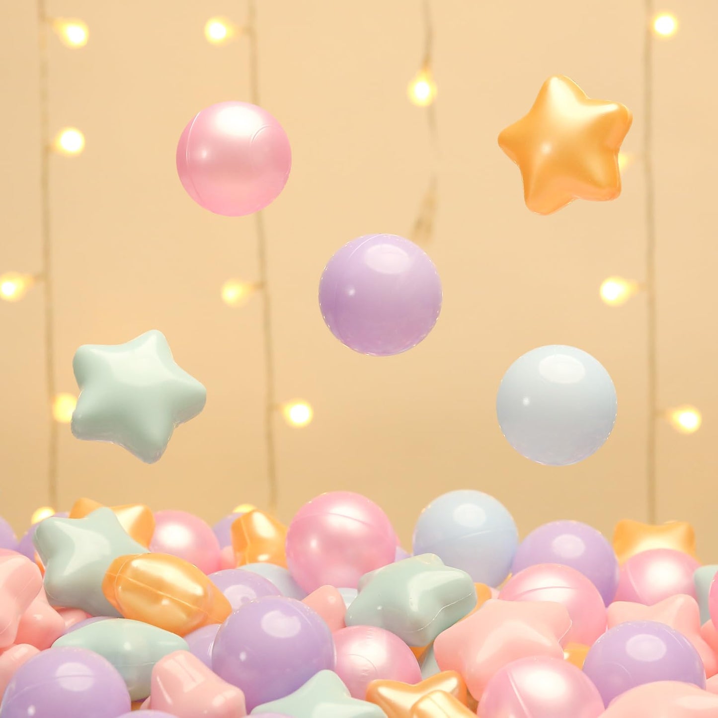 TRENDPLAY Star Ball Pit Balls 100 for Toddlers – Purple Stars in Pearl Mermaid Colors
