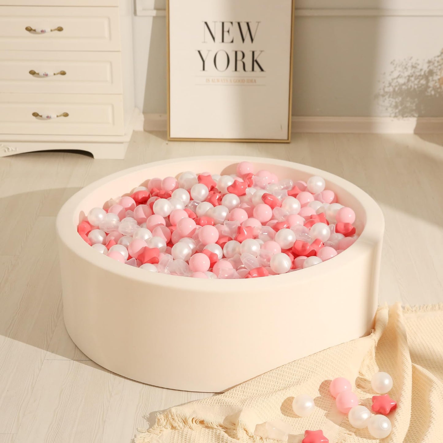 TRENDPLAY Star Ball Pit Balls 500 – Pink & Pearl White for Toddlers