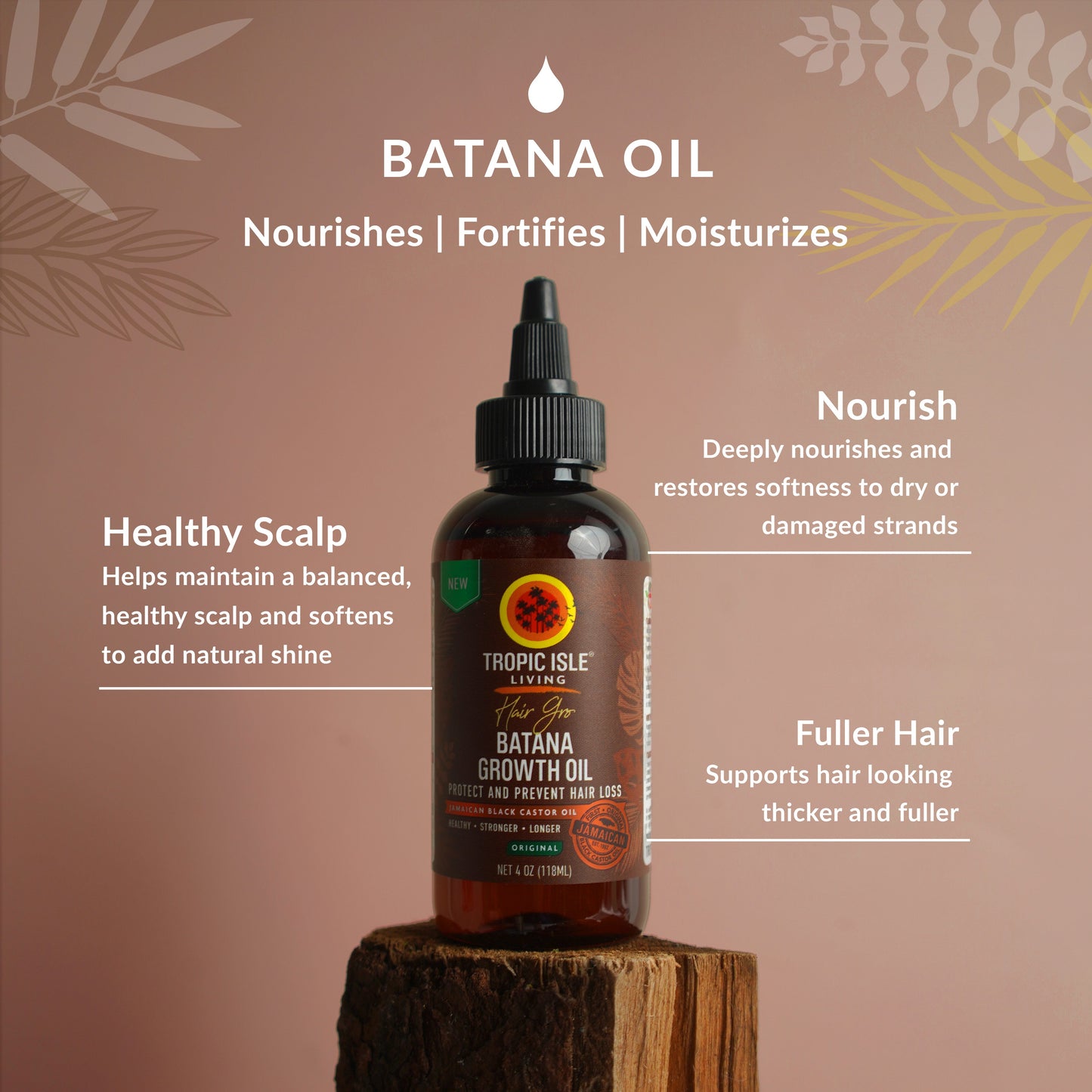 Tropic Isle Living Hair Gro Batana Growth Oil Original Scalp Nourishment 118 ml/4.0 oz