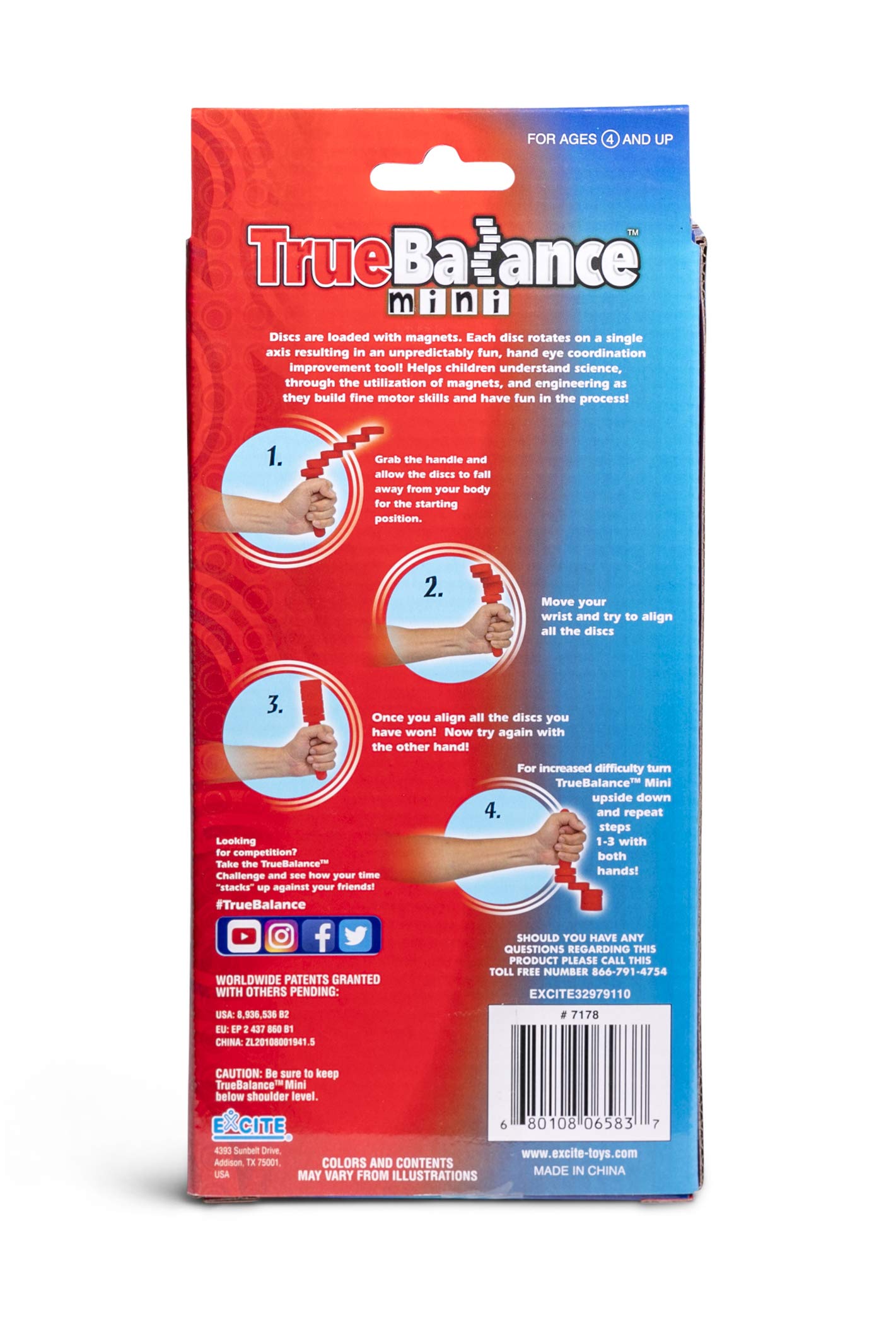 TrueBalance – Portable Balance Game for All Ages | Boost Focus, Coordination & Fine Motor Skills | Mini Red