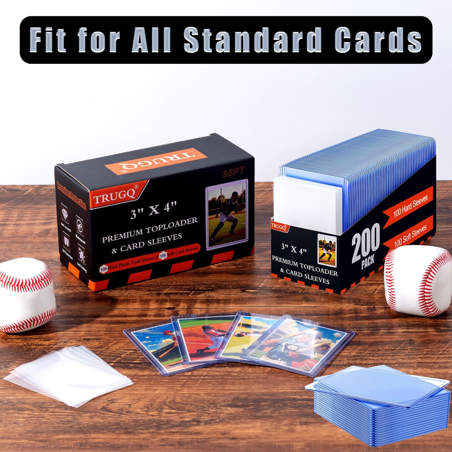 TRUGQ 2000 Card Sleeves Top Loaders – 3x4 Card Protectors (1000 Hard + 1000 Soft)