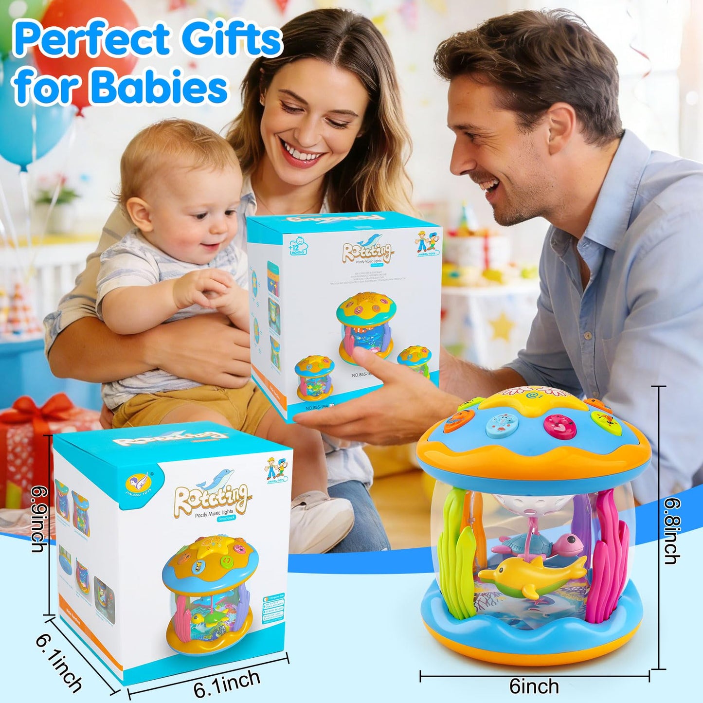 Tsomtto Ocean Rotating Projector Toy for Infants 0-12 Months – Light & Music