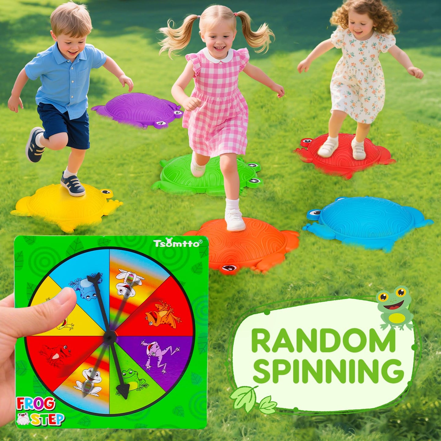 Tsomtto 6-Piece Light-Up Frog Stepping Stones for Kids (Ages 3-8)