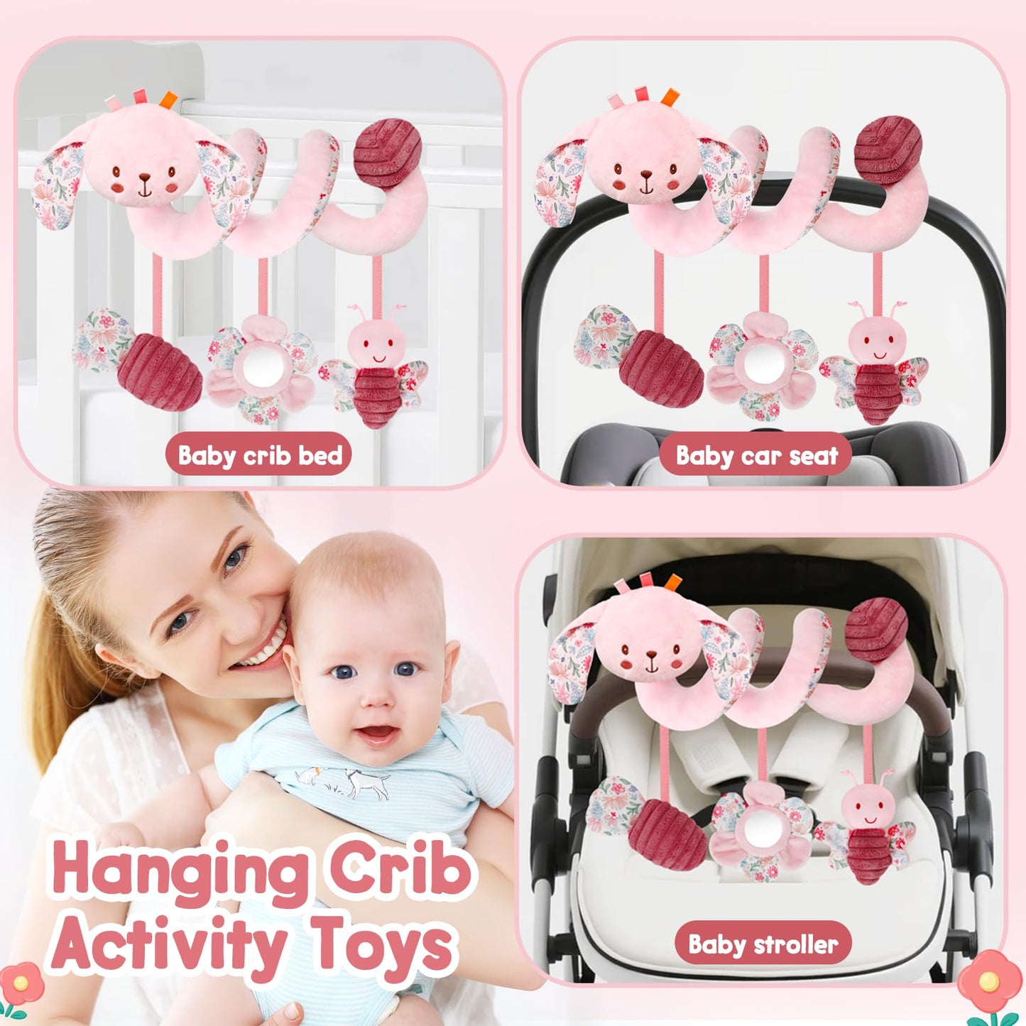 TSYAN Spiral Car Seat Toy for Babies 0-6 Months — Hanging Plush Activity Toy