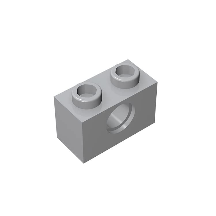 TTEHGB TOY Classic Bulk Brick 1x2 with Hole, Lego-Compatible, 100 Pcs Light Gray