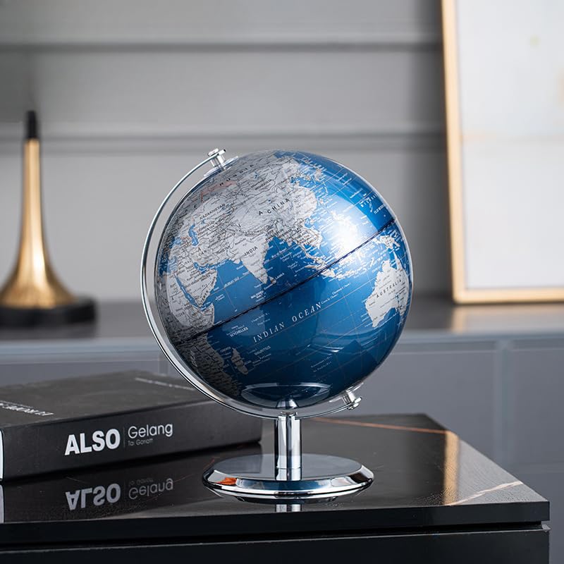 TTKTK World Globe with Stainless Steel Stand – 8-Inch Desktop Globe for Home & Office