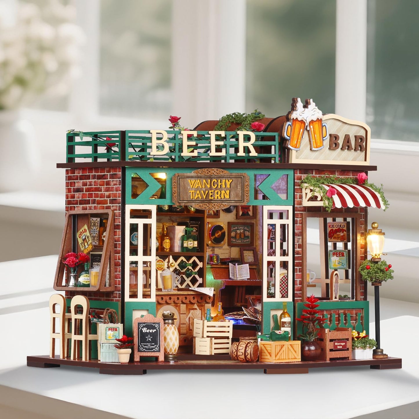 TuKIIE DIY Miniature House Kit 1:24 – Beer Bar with Furniture & Lighting