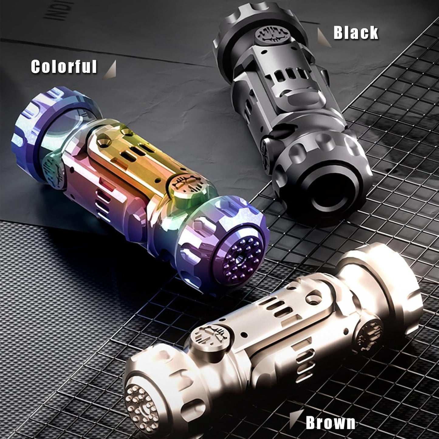 Tungsten Steel Fidget Gun Toy | Textured Spinner, Silent Click, Gyro Rotation for Adults