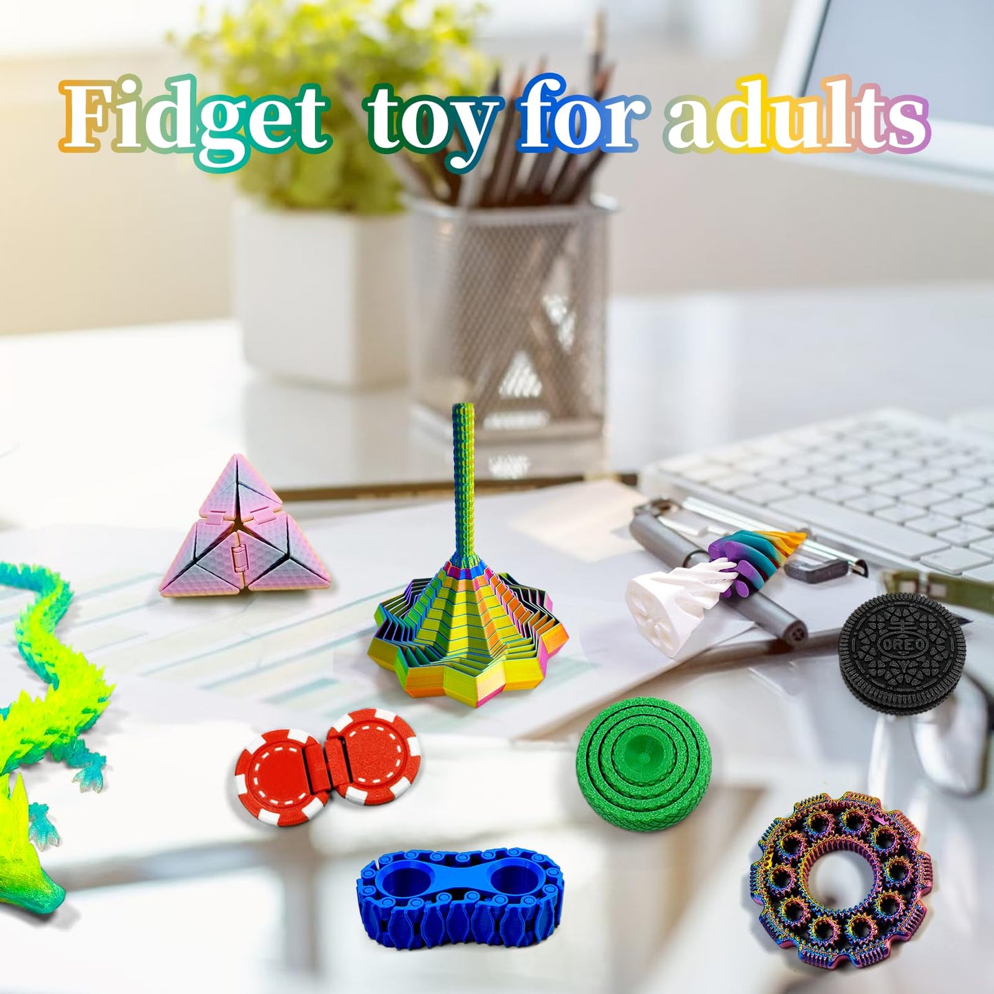 TUTHKOTH 14-in-1 3D Printed Fidget Set for Adults | Focus, Sensory Stimulation & Stress Relief