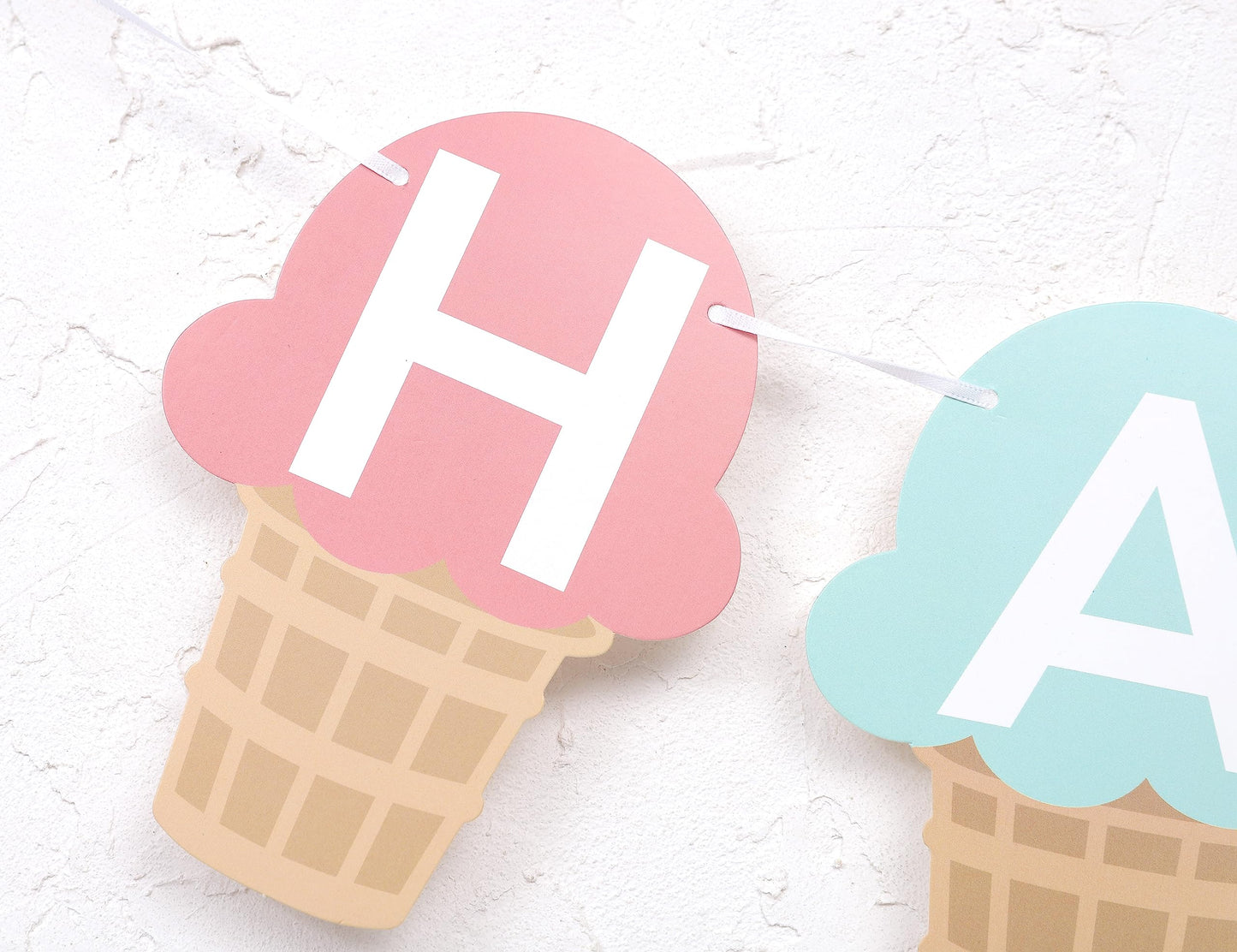 TUTOTU Ice Cream Happy Birthday Banner | Ice Cream Party Decor & Photo Props