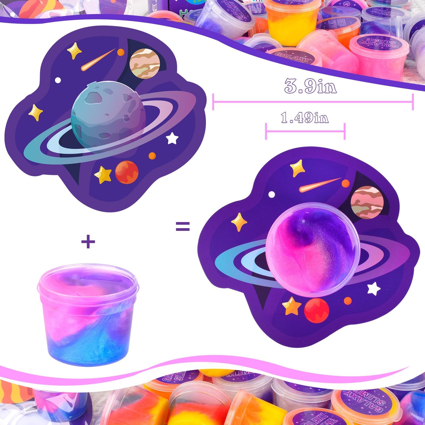 Tuupowana 30-Pack Valentines Day Gift Cards with Galaxy Slime – Kids Party Favors & Classroom Prizes