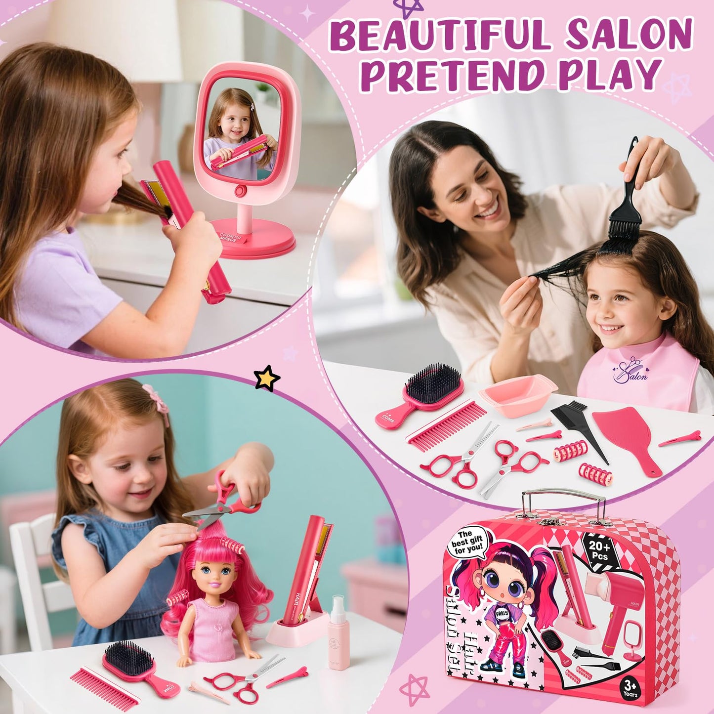 TUZT Hair Salon Toys for Girls – Deluxe Carry Case with Lights & Sounds (Ages 3–8)