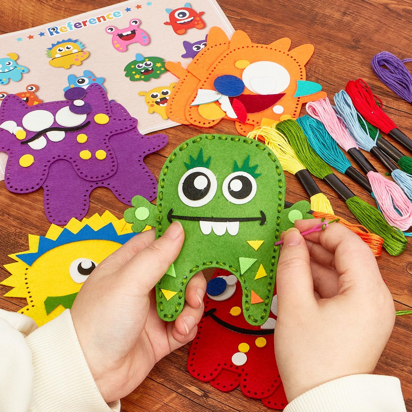 TUZT My First Sewing Kit for Kids – Monster Plush Crafts for Beginners (12 Pre-Cut Monsters)