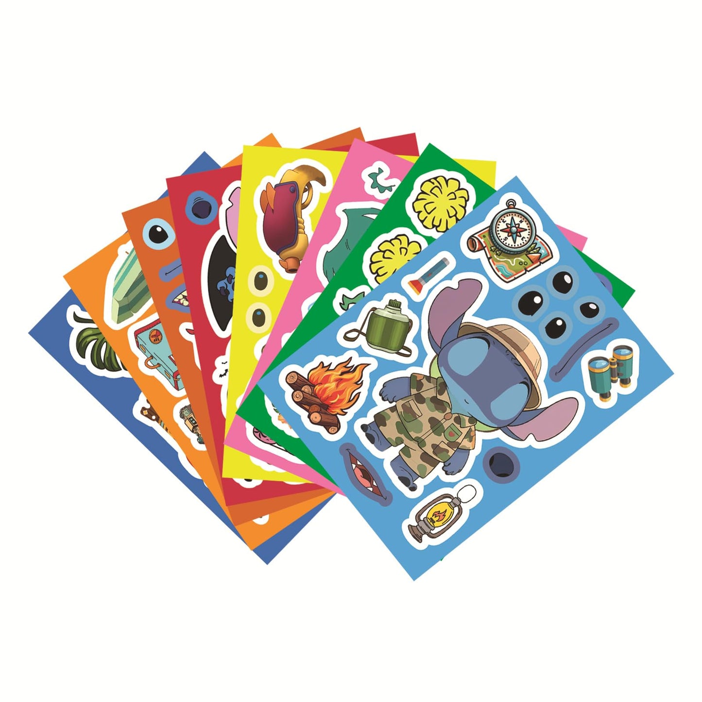TWGOGOTIC 24Sheets Make-a-face Cartoon Stitch Stickers – 8 Characters for Teens, Party Favors & DIY Fun