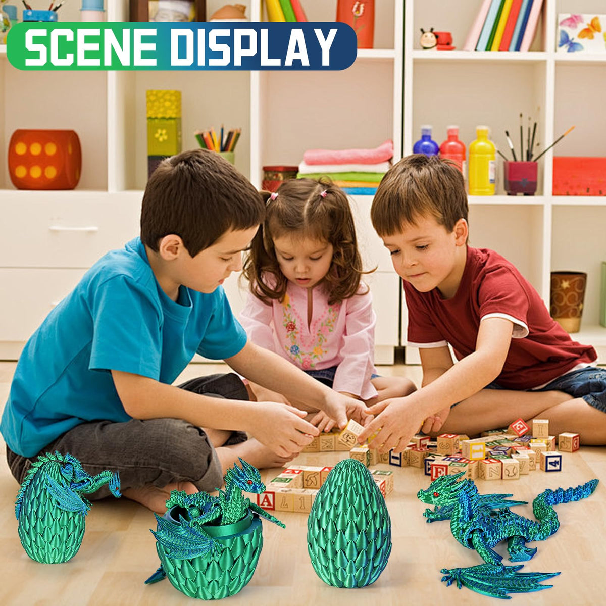 TXB3DOK 3D Printed Flying Dragon in Egg — Flexible Winged Dragon Inside Mystery Dinosaur Egg