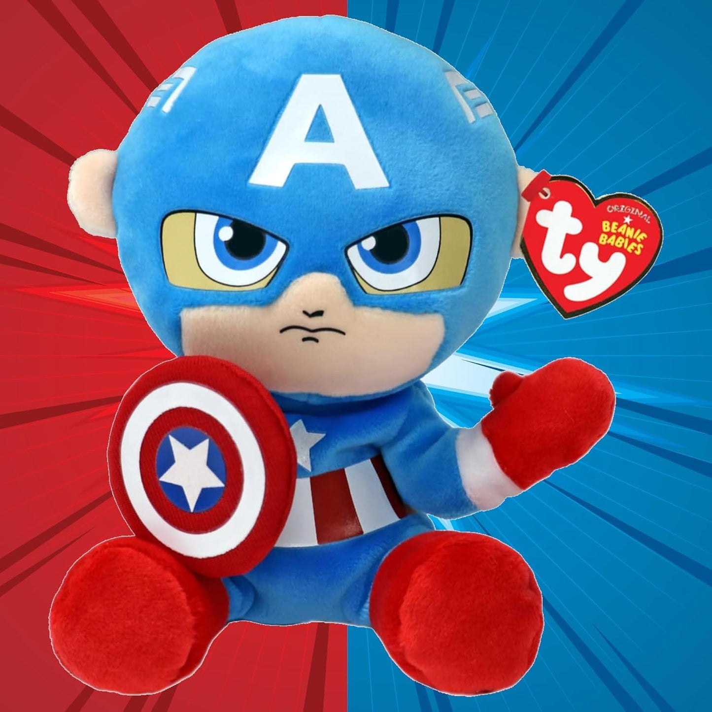 TY Captain America Plush Toy – 6-Inch Soft Superhero Stuffed Toy