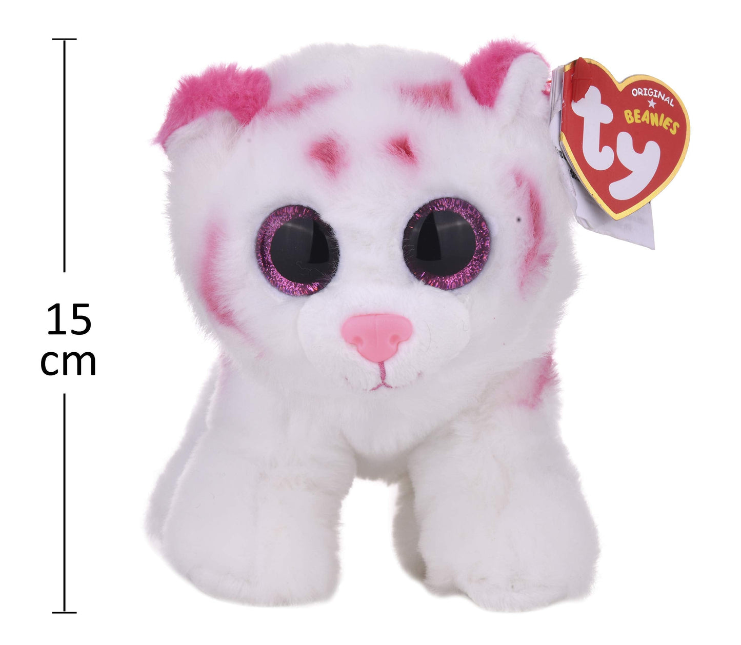 Ty Tabor Pink & White Tiger Regular Plush — 6-Inch Baby Toy
