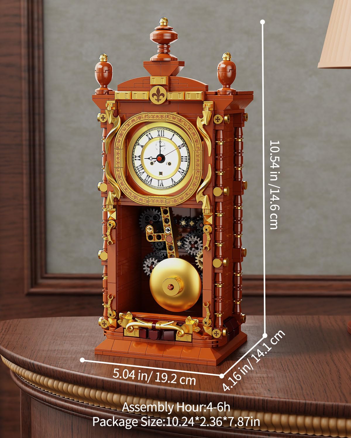 TYCOLE Vintage Pendulum Clock Building Set – Real Clock Function & Collectible for Adults & Kids 6+