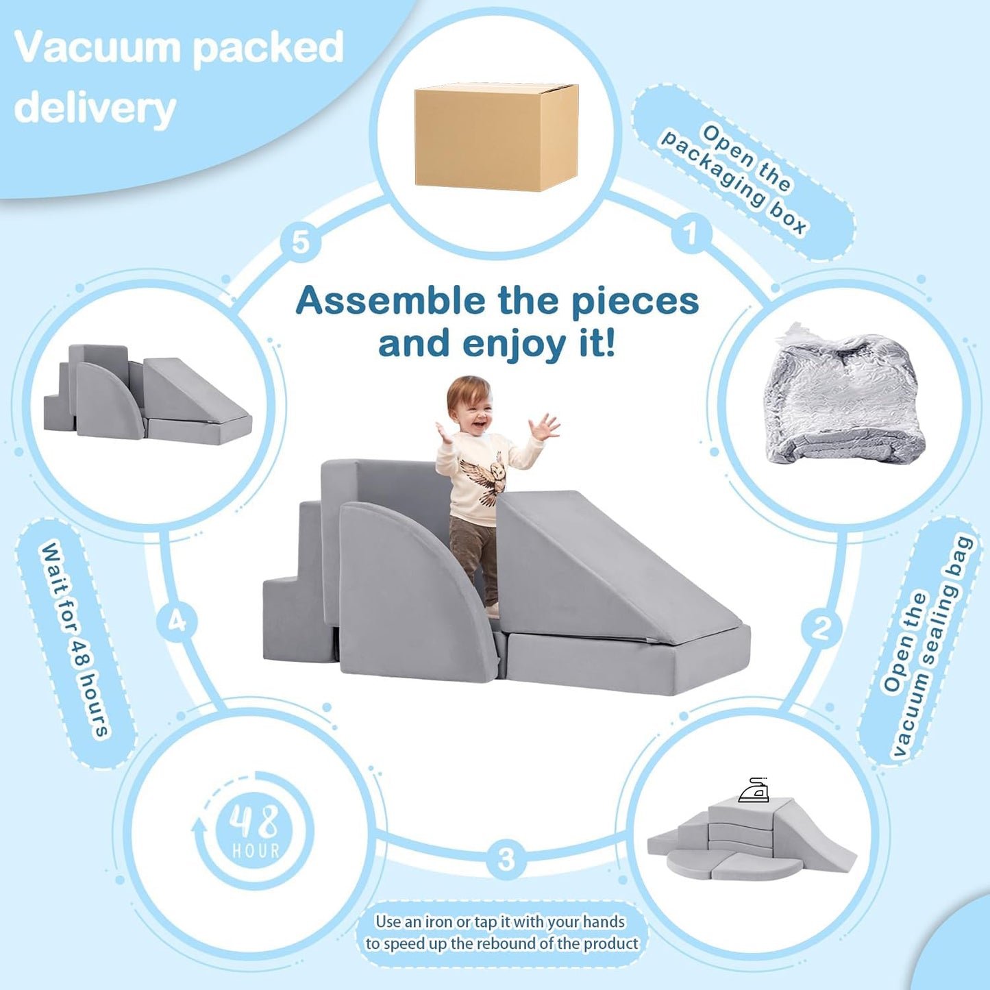 Tykacna 5pcs Foam Climbing Blocks for Toddlers 1-3 | Safe Indoor Soft Play & Crawling Set