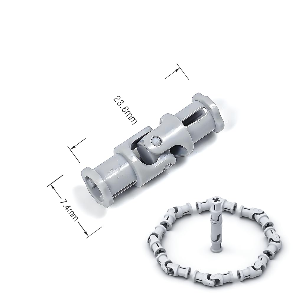 TZBTSTEAM 3L Universal Joint Connector Shafts – 20Pcs Light Grey, Compatible with LEGO 61903/62520c01, Suspension & Drivetrain