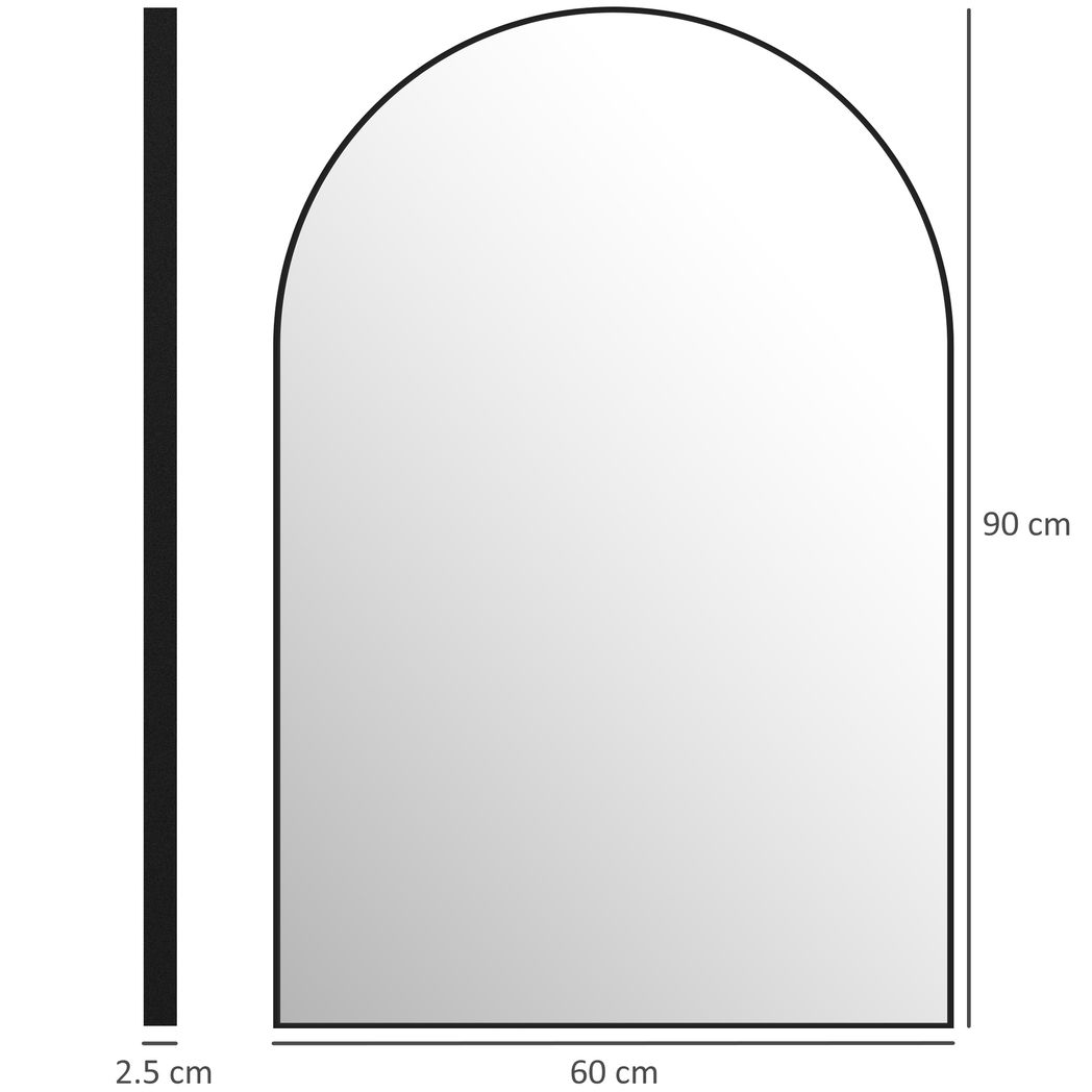 HOMCOM Arch Bathroom Mirror, Modern Wall Mirror with Steel Frame,