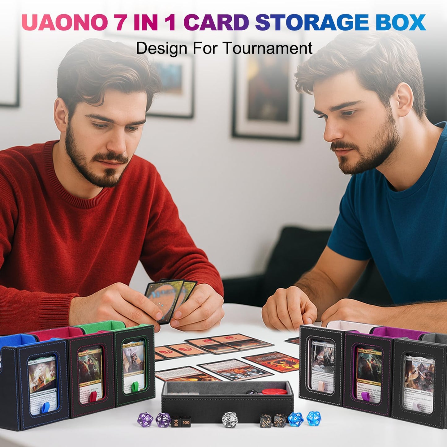 UAONO Commander Deck Box – 6-Deck Modular MTG Case with Dice Tray | 600+ Cards