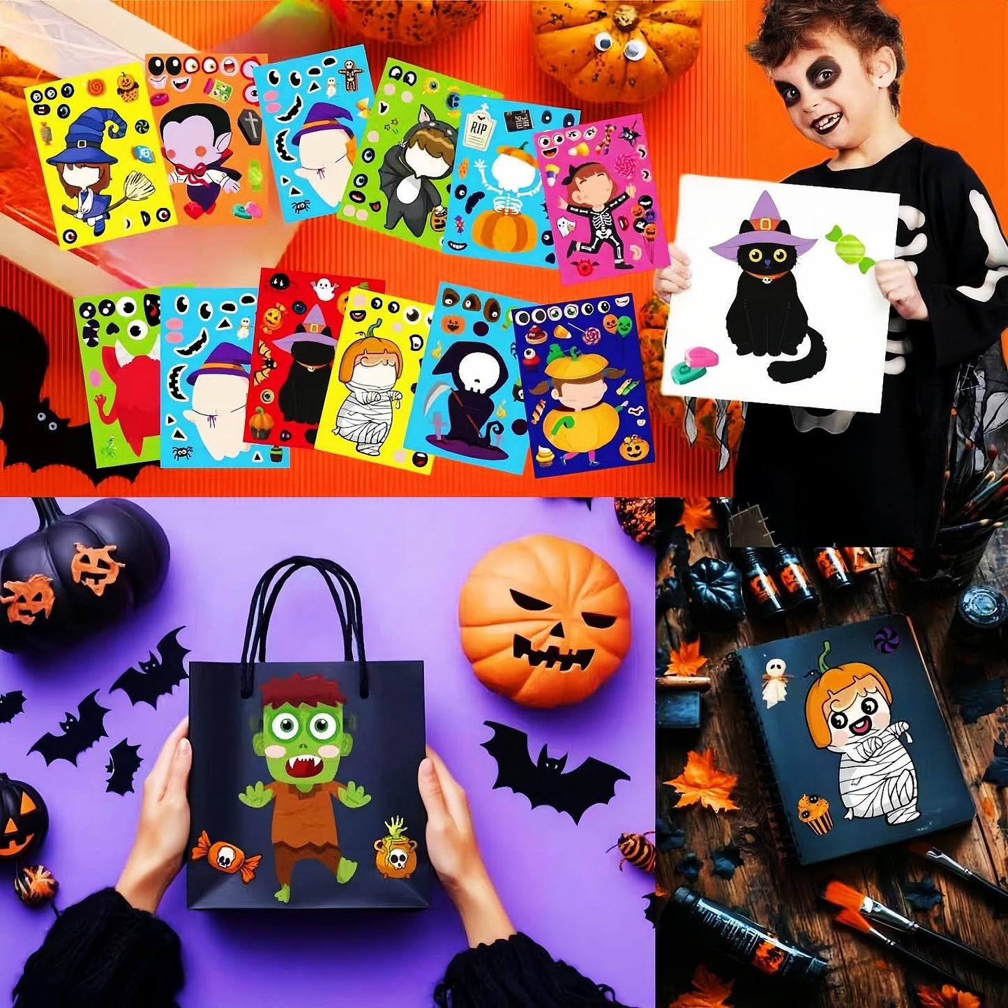 UDTAATO 36 Sheets Large Size Halloween Stickers for Kids – Make Your Own Stickers, Crafts & Party Favors