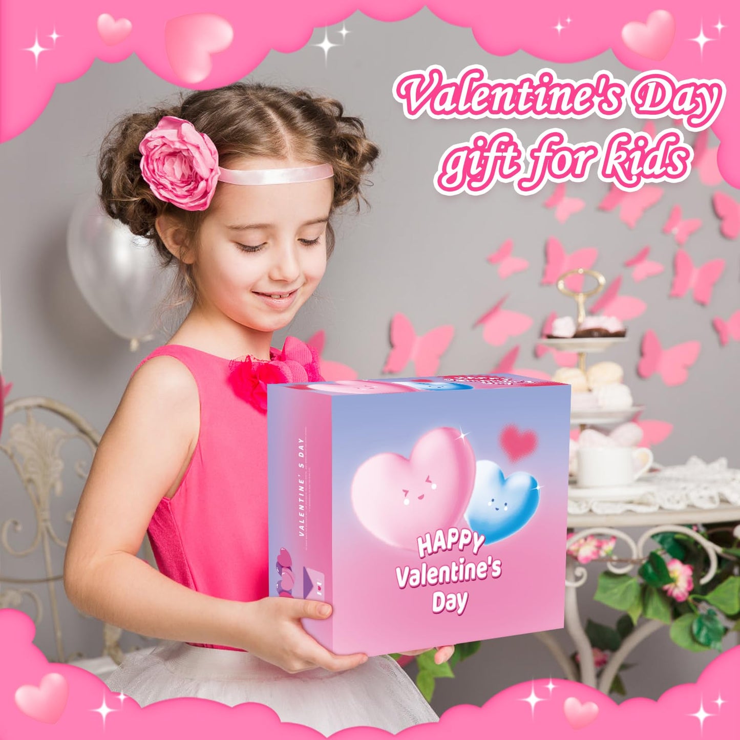 Uiseba Valentines Day Gifts for Kids Classroom — 24 Pcs Cake Building Blocks & Cards