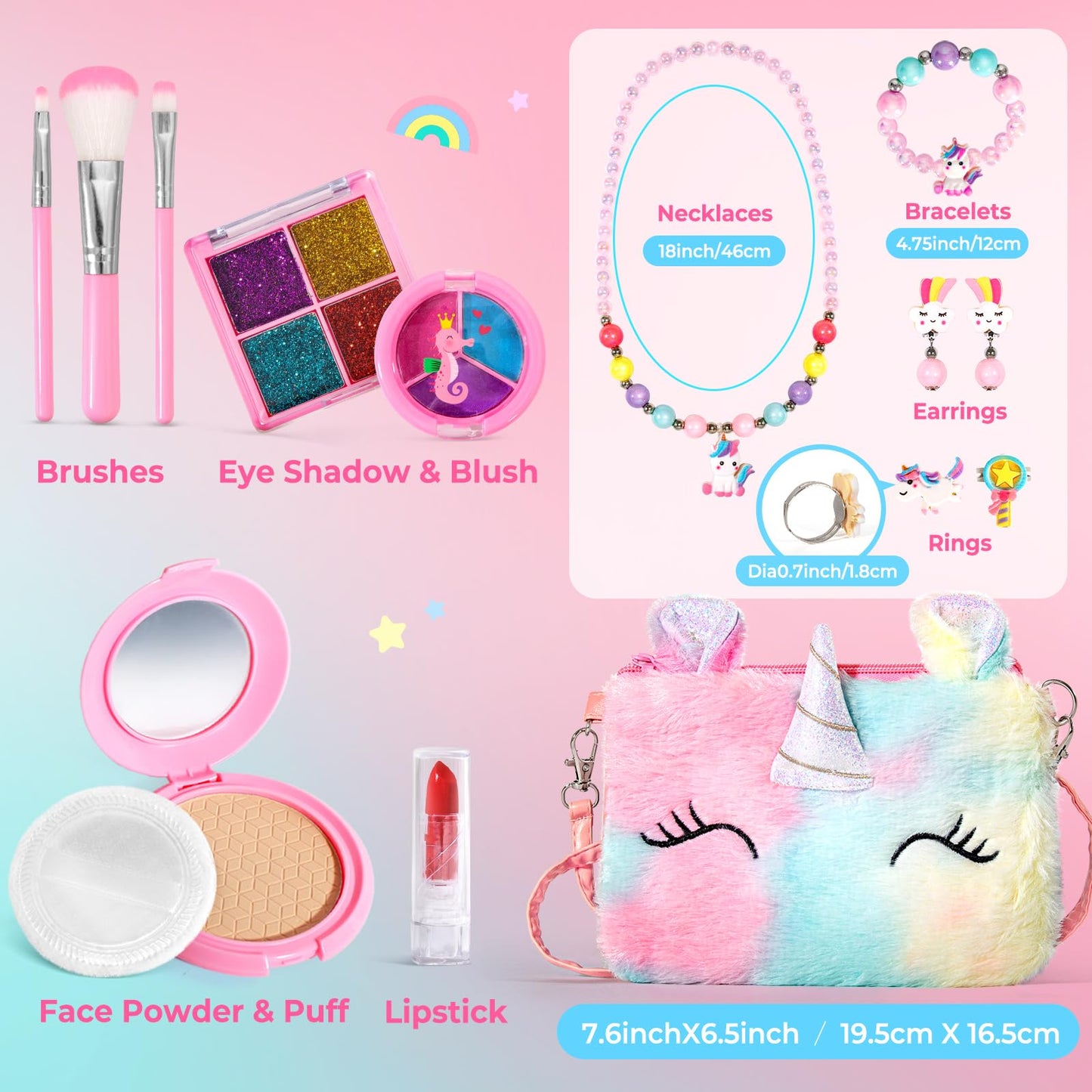 ULOVEME Kids Real Makeup Kit — Safe, Washable, Non-Toxic Unicorn Toy