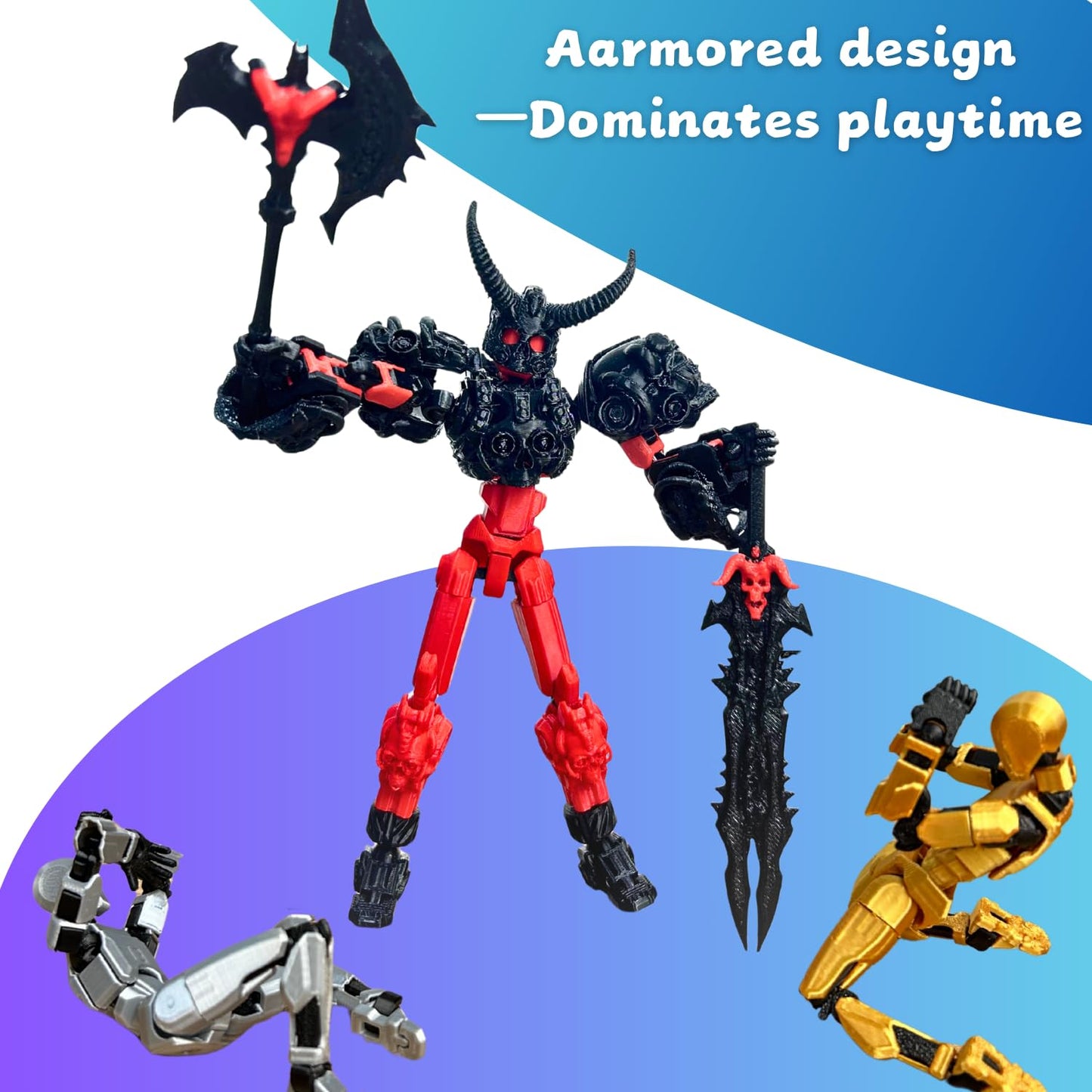 ULTHOOL Titan 13 Action Figure – Fully Articulated 3D-Printed Robot (Red & Black)