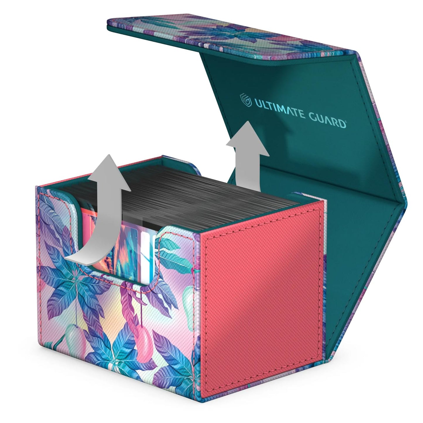 Ultimate Guard Sidewinder 100+ Floral Places II Deck Box – Miami Pink, Magnetic Closure & Microfiber Interior