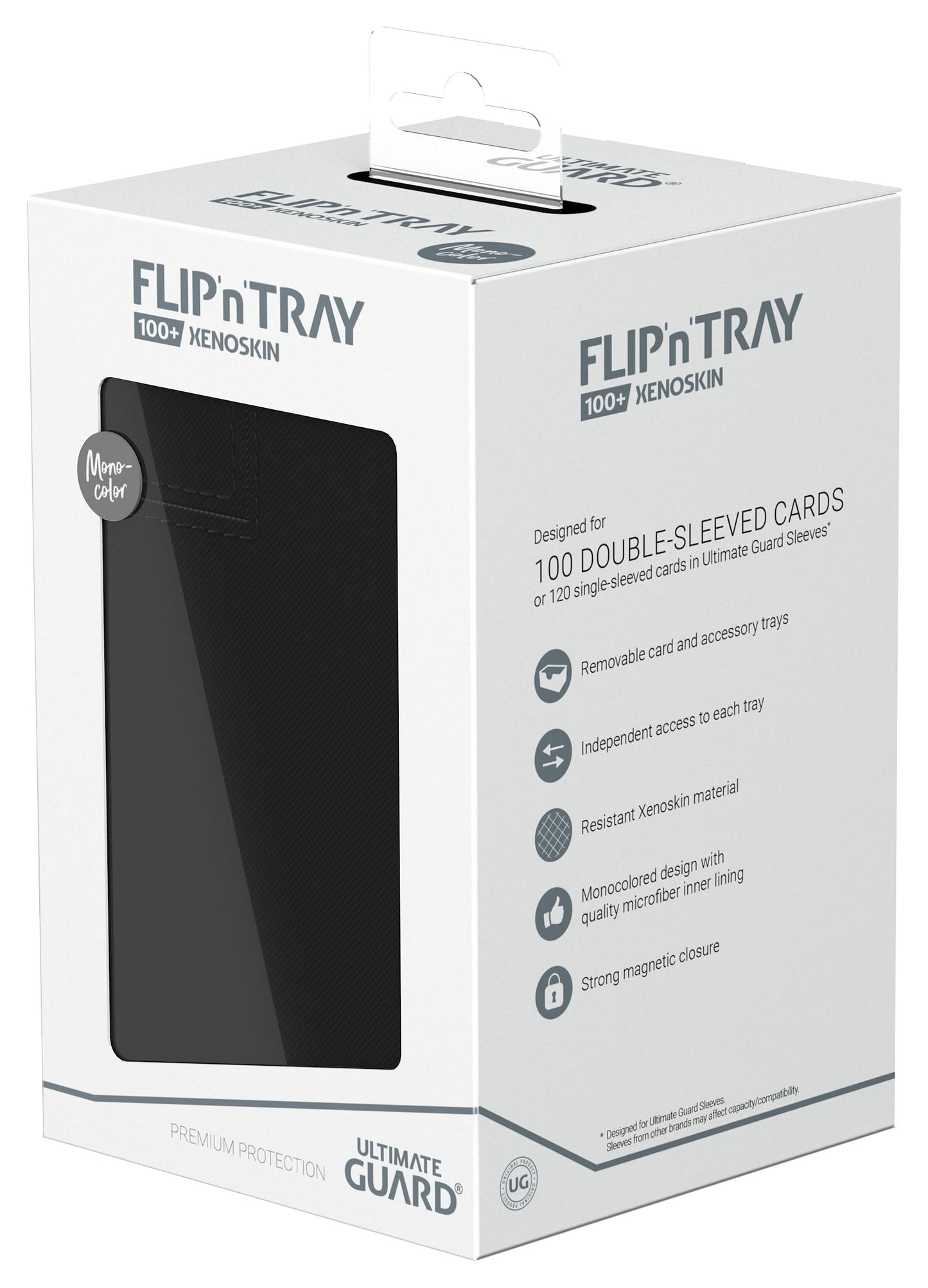 Ultimate Guard Flip'n'Tray 100+ Deck Case – 100 Double-Sleeved Cards + Dice Tray, Black