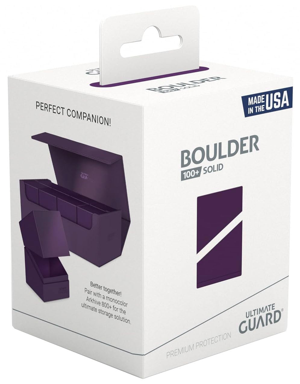 Ultimate Guard Boulder Solid 100+ Deck Case – Purple, Secure & Durable Storage for 100 Double-Sleeved Cards