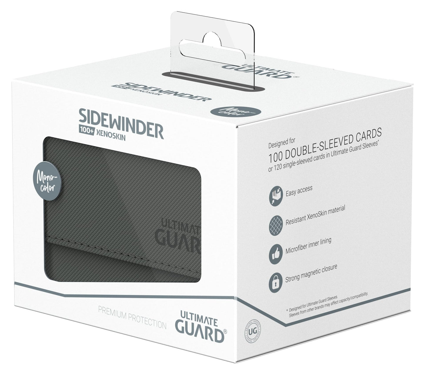 Ultimate Guard Sidewinder 100+ Deck Box – 100 Double-Sleeved Cards, Grey, Magnetic Closure
