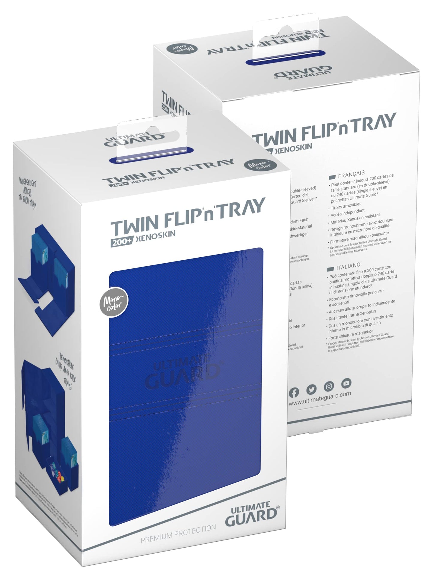 Ultimate Guard Twin Flip'n'Tray 200+ Deck Case with Dice Tray - Blue