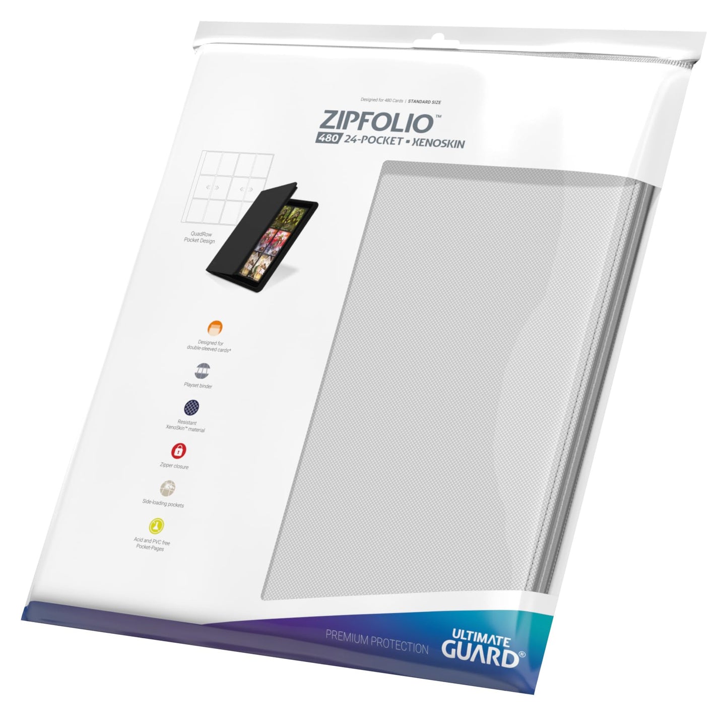 Ultimate Guard Zipfolio 480 – 24-Pocket XenoSkin (Quadrow) White