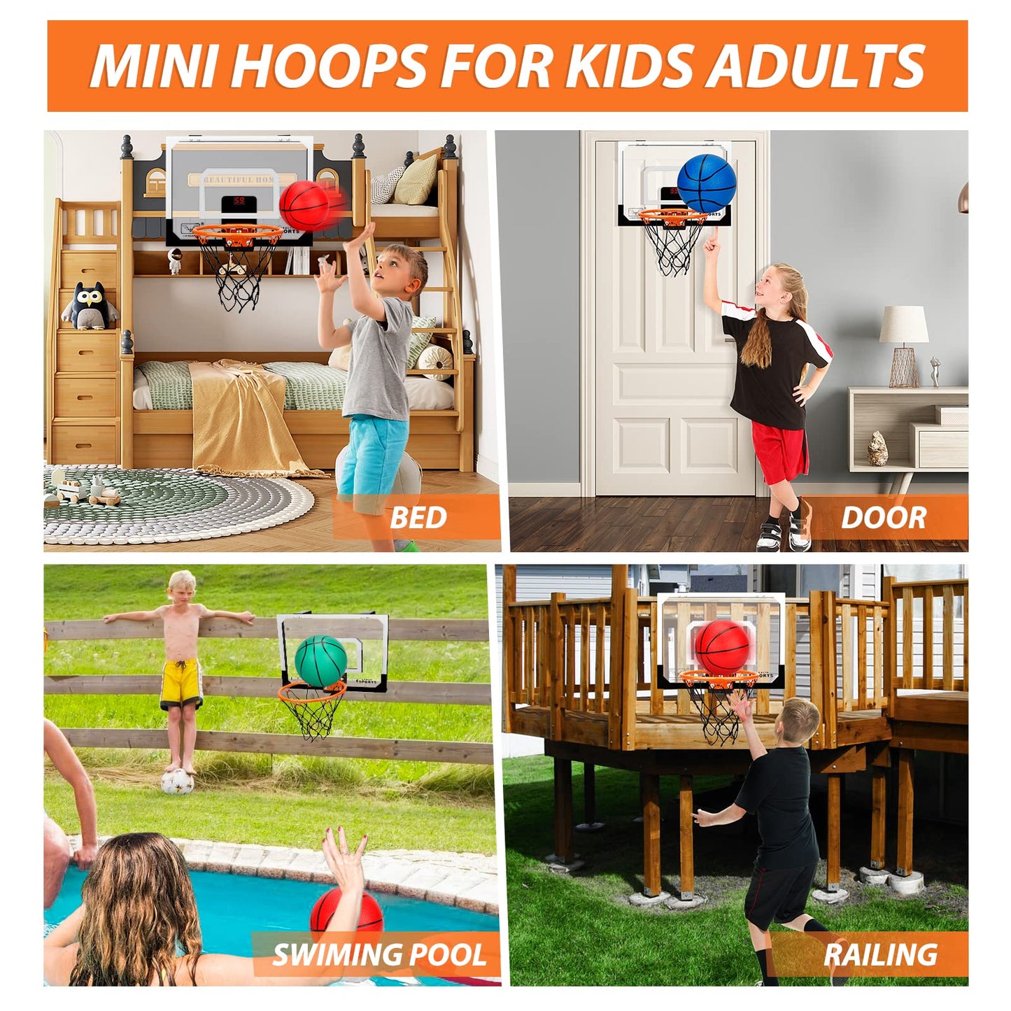 Umnodobn Pro Indoor Mini Basketball Hoop Set – Over-Door Auto Scoreboard, 9-Inch Dunk Rim